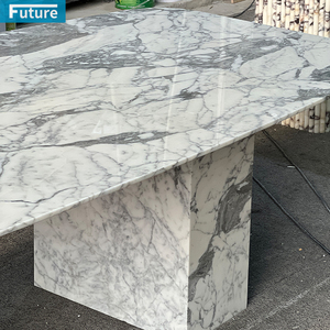 Bàn ăn đá cẩm thạch trắng Arabescato tự nhiên 100% hình chữ nhật, 8 chỗ ngồi, dành cho biệt thự, nhà phố, căn hộ, khách sạn, nhà hàng - Product Image 3