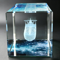Trofeo Rectangular de Cristal Neelpure 129561 con Patrón de Barco Grabado en 3D Personalizado para Premios Corporativos