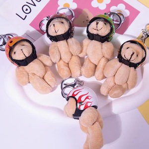 Porte-clés poupée ours casque de <span class=keywords><strong>moto</strong></span> Porte-clés ours peluche mobile Porte-clés sac à breloques Porte-clés ours pendentif - Product Image 2