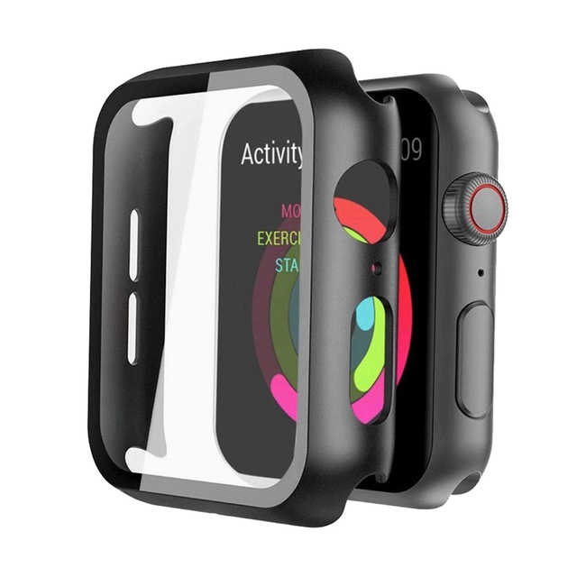 Smart Watch Tempered Glass Screen Protector for Iwatch Series 8 7 6 5  41mm 45mm 360 Overall Protective Bumper Case for IWatch 7
