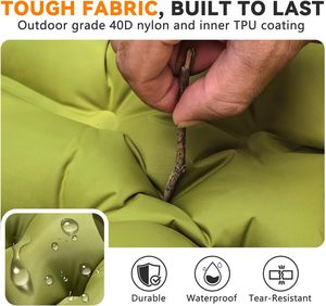 Matelas de camping auto-gonflant ultraléger avec pompe à pied intégrée, oreiller, extra épais, compact, en nylon, pour un gonflage rapide - Product Image 4