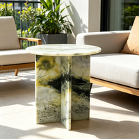 Table d'appoint moderne en marbre de style minimaliste italien, table basse ronde en pierre massif pour canapé, mobilier de luxe en pierre naturelle sur mesure pour la maison