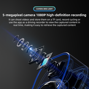 เครื่องบันทึกการขี่จักรยานและไฟจักรยาน 2 in 1 รองรับการบันทึกวิดีโอ HD 1080p กล้องกีฬากันฝนสำหรับจักรยาน - Product Image 4