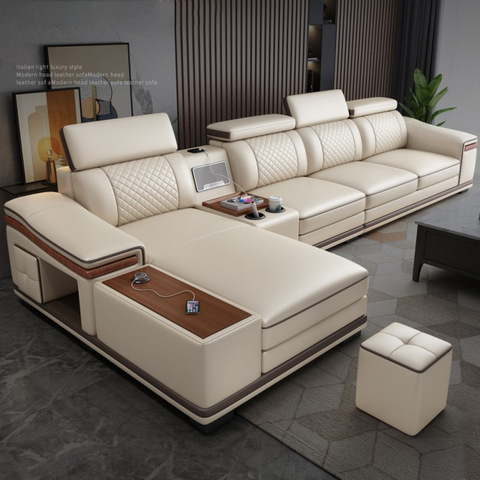 Leisure Modular Leather Sofa Comfortable Durable Deep Sofa Contemporary ...