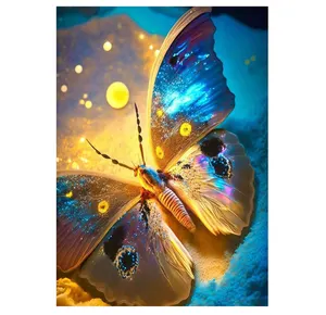 Großhandel 5d Diy Diamant Malerei Kits Blue Butterfly Gemälde Bright Full Drill Ab Diamanten Custom Design Handmade Home Decor