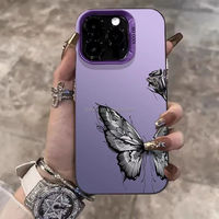 Coques de téléphone portable antichoc en TPU+PC, motif chat curieux coloré argenté, peinture UV, prix usine pour iPhone 16/15/14/13/12