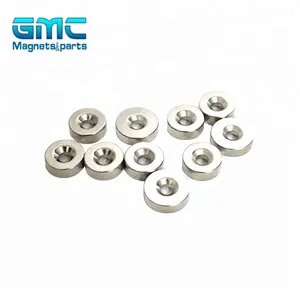 Magnet Neodymium blok N42 N45 N52 dengan 2 lubang Countersink Magnet bulat cincin dengan lubang