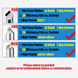 משמש עבור סגסוגת מתכת אקרילית כרסום אפקט כרסום 1-20mm mcd יהלום סוף טחנה חותך נתב קצת <span class=keywords><strong>cnc</strong></span> כרסום - Product Image 4