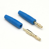Connecteurs banane en cuivre de 2 mm de haute qualité à faible MOQ, fiches bleues à extrémité fermée pour prise audio, 5 couleurs disponibles, prêts à être expédiés