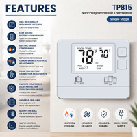 Thermostat HVAC TP815 monophasé non programmable 24V avec grand écran LCD