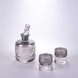 Ensemble de carafes à vin en verre empilables, 3 verres à whisky à l'ancienne, style vintage, capacité de 340 ml, pressés à la machine - Product Image 1