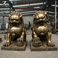 Sculpture de lion gardien en bronze, statue de Foo Dog moulée à la main avec patine antique pour la décoration de villas, portails, hôtels, jardins et temples