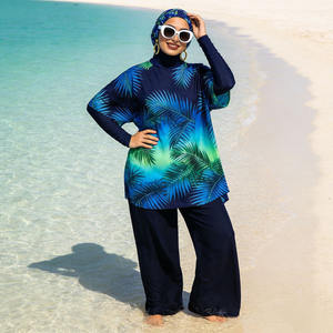 Burkini de manga larga para niñas y mujeres, traje de baño islámico modesto con hiyab, traje de baño de cobertura completa para piscina. - Product Image 1
