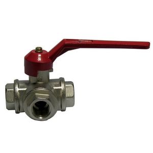 Vanne à bille 3 voies avec levier 1/2 po DN 15 50 bars 725 PSI pour systèmes de remplissage - Product Image 1