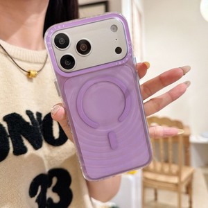 Funda magnética transparente con diseño de ondas para iPhone 14 Pro Max, 15, 16, 17, en varios colores, para la parte trasera del móvil. - Product Image 3