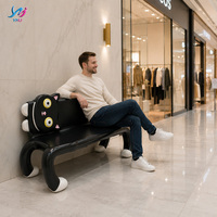 Banc d'attente commercial moderne et créatif en fibre de verre, écologique et durable, pour hôpital, hôtel, centre commercial, parc public, extérieur, motif dessin animé