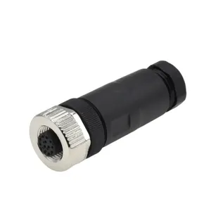 Acoplamiento roscado de tornillo de fábrica, Conector de Sensor M12 recto, conector de cable hembra de enchufe de aviación de bloqueo Ip67 de 12 pines - Product Image 4