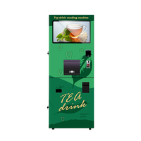 Distributeur automatique de thé commercial en libre-service, machine intelligente avec pré-mélange SDK, boîtier en acier au carbone avec verre trempé, fonction auto-gobelet