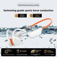 Écouteurs sans fil à conduction osseuse IPX8 ANC pour tour de cou Bluetooth 5.3, lecteur MP3 32 Go avec indicateur de batterie LED, résistants à la transpiration et à l'eau