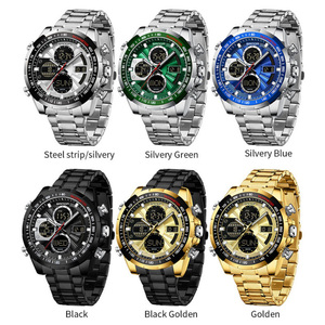 Reloj de Pulsera SANDA 5105 para Hombre con Correa de Acero, Esfera Grande, Multifuncional, Deportivo y Ejecutivo, Digital, con Tres Zonas Horarias y Alarma - Product Image 2