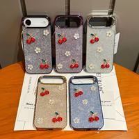 Vente en gros directe d'usine, étui de téléphone personnalisé de luxe pour femmes avec fleurs en strass, paillettes, pour iPhone, étui de téléphone portable