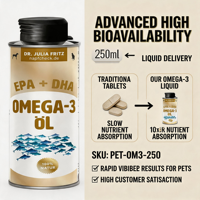 Complément Oméga Professionnel 250ml Napfcheck 100% Naturel pour Peau Saine et Brillante, Soutien Immunitaire et Digestion Sensible pour Chiots et Chiens Seniors