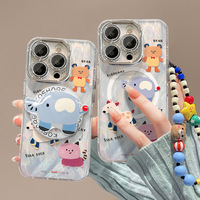 Coques de téléphone portable magnétiques en TPU avec motif éléphant, finition mate, pour iPhone 13, 14, 15, 16, avec protections d'objectif et motifs animaux mignons