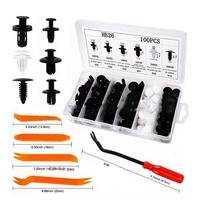 100 PCS Clips de retenue de pare-chocs de voiture à vis enfichables Kit de rivets en nylon de 6 types avec 5 dissolvants de fixation pour de nombreux véhicules