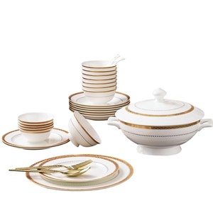 Service de table en céramique de Jingdezhen, comprenant des bols et assiettes en porcelaine fine Phnom Penh, des bols domestiques et des baguettes, idéal pour la table d'hôtel et comme cadeau - Product Image 5