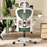 Chaise de bureau ergonomique en maille haute densité de qualité professionnelle avec appui-tête et soutien lombaire adaptatifs, dossier en maille verte pour une assise prolongée sans fatigue