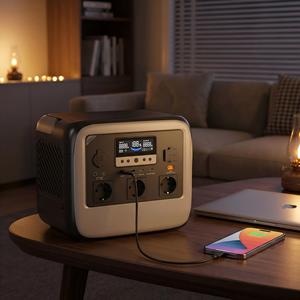 Station d'alimentation portable tout-en-un 1200W, triple sortie AC, onde sinusoïdale pure, USB-C PD, solaire, camping, extérieur - Product Image 3