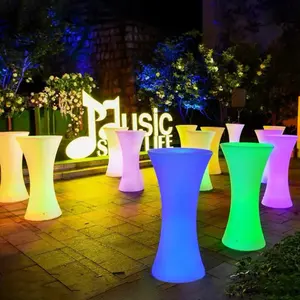 Sillas y mesas de decoración para boda, mesa LED brillante para exteriores