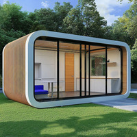 Maison capsule modulaire préfabriquée en acier de luxe, style Apple Cabin, pour villa, hôtel, boutique