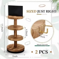 Étagère d'arbre à bijoux ronde en bois à un étage rotative à 360 ° personnalisée Organisateur de maison pour l'affichage des bracelets et des outils