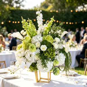C-524 Sfera Floreale Verde Stile Naturale Selvatico con Ortensie Verdi e Bianche e Anthurium per Centrotavola Matrimoniali e Decorazioni Eventi - Product Image 5