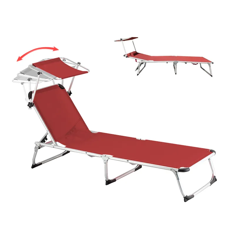 Lightweight Aluminium Frame Beach Seat Folding Chaise Lounge Chairs For Outdoor Pool Lawn Sunbathing