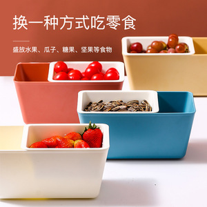 Double Layer Plastic Snack <b>Storage</b> Box Rectangle 1-3L Eco Friendly Food Container For Fruit Melon <b>Seeds</b> Home Use - Product Image 1