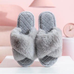 2024 New Home Cross Fluffy Open-Toe Flat for Slippers for Women Men Fashionable Comfortable Warm Plush Soft <b>Massage</b> for Spring - Product Image 5