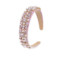 LUOXIN Bandeau rétro de mode européenne et américaine avec tissu en velours et accessoires pour cheveux en strass et perles pour femmes
