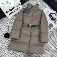Veste bomber en duvet d'oie de luxe de haute qualité, de marque célèbre, pour l'hiver, réversible, coupe-vent, avec garniture en fourrure, logo, pour femmes