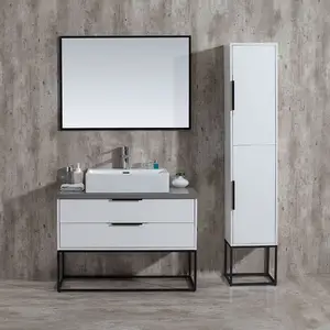 Estilo moderno Nuevo diseño barato elegante de melamina de diseño colgante vanidad del gabinete del cuarto de baño del conjuntos
