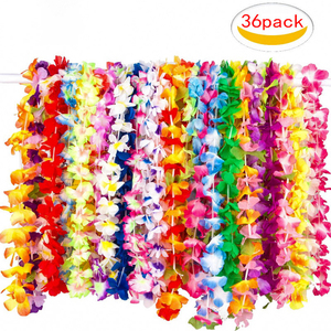 Colliers de fleurs en polyester pour fêtes hawaïennes, décorations de Noël, Halloween et Nouvel An, couronnes décoratives, plantes - Vente en gros - Product Image 1