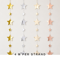 Guirlande en papier miroir étoile 3D de 4 m, décoration suspendue octogonale pour mariage, anniversaire, rideau de fond, décoration de chambre