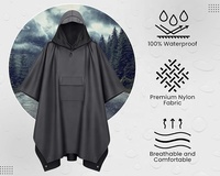 Poncho de pluie 3 en 1 pour le camping avec abri à capuche, bâche de sol, poncho de pluie léger pour adultes, imperméable