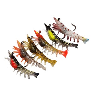 Señuelo <span class=keywords><strong>de</strong></span> Pesca <span class=keywords><strong>de</strong></span> Camarón Artificial <span class=keywords><strong>de</strong></span> PVC Suave con Anzuelos - Paquete <span class=keywords><strong>de</strong></span> Anzuelos Negros - Product Image 1