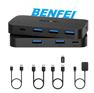 Conmutador USB <span class=keywords><strong>BENFEI</strong></span> 2 en 4, Admite una Velocidad de Transferencia de Datos de hasta 5 Gbps, con 3 Puertos USB 3.0 y 1 Puerto USB-C - Product Image 1