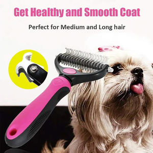 2025 Eco-Friendly Plastic 2-Side Dematting Tool Small Animals Grooming Brush Shedding <b>Undercoat</b> <b>Rake</b> Hair Removal - Product Image 5