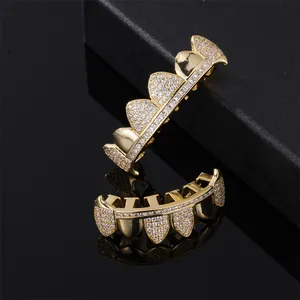 Hiphop New Arrival Fashion Style Copper Cuff With Zircon Grilzs Teeth Grillz