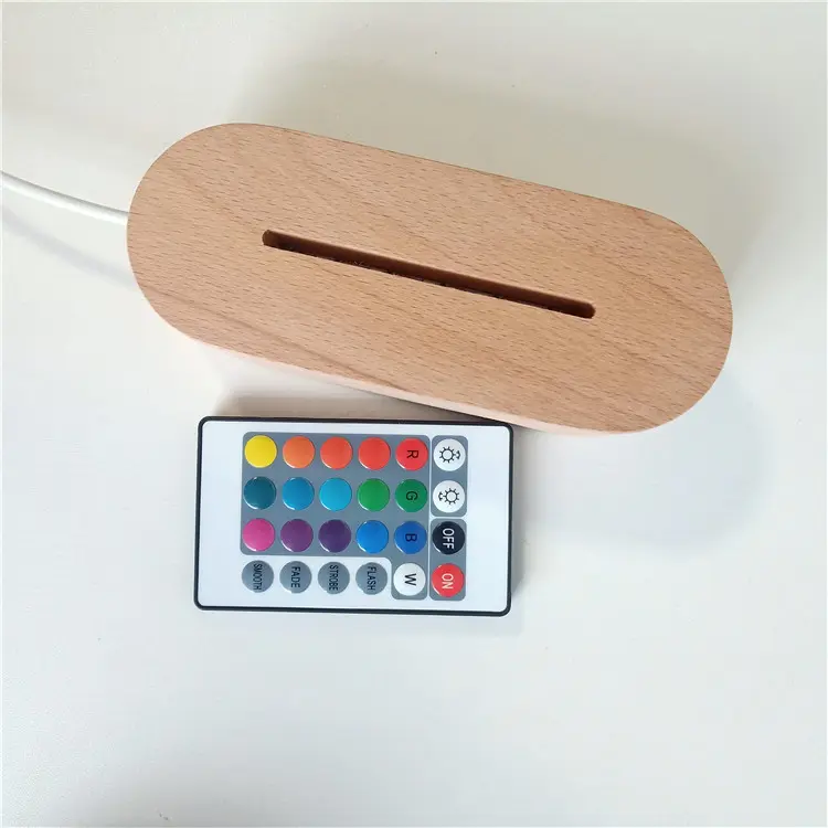 Graveren Led Houten Basis Bureaulamp Tafellamp Met Usb Voor Huisdecoratie Ellips Houten Basis Voor Acryl Ambachten Display