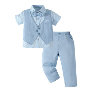 Nouveautés : Costumes de Cérémonie Deux Pièces pour Garçons – Vêtements Enfants Printemps-Automne – Modèles Faux <span class=keywords><strong>Gilet</strong></span> Manches Longues Style Gentleman - Product Image 2